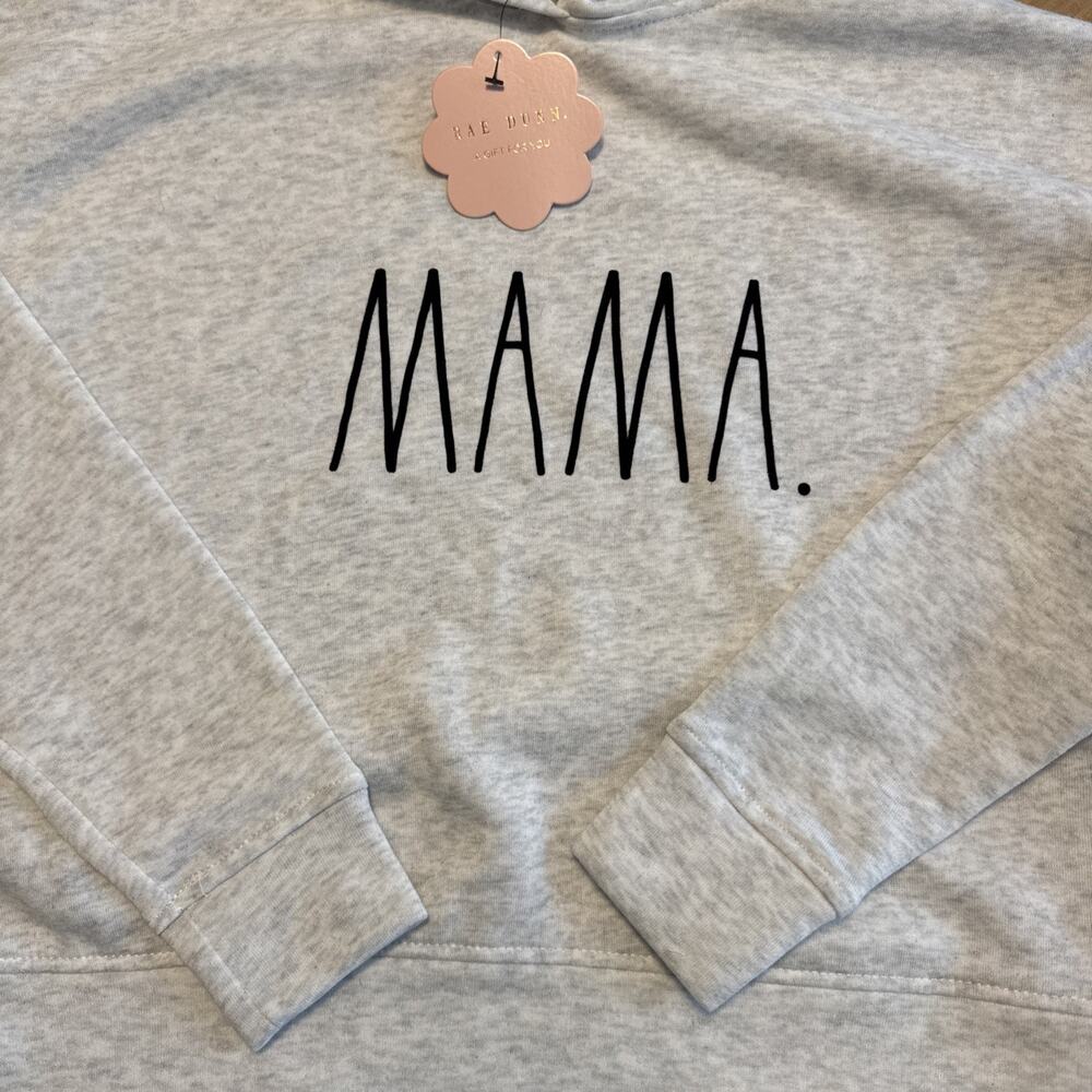 Rae Dunn MAMA Pullover Hoodie Sweatshirt Oversized Light Gray XS NWT - Picture 2 of 5